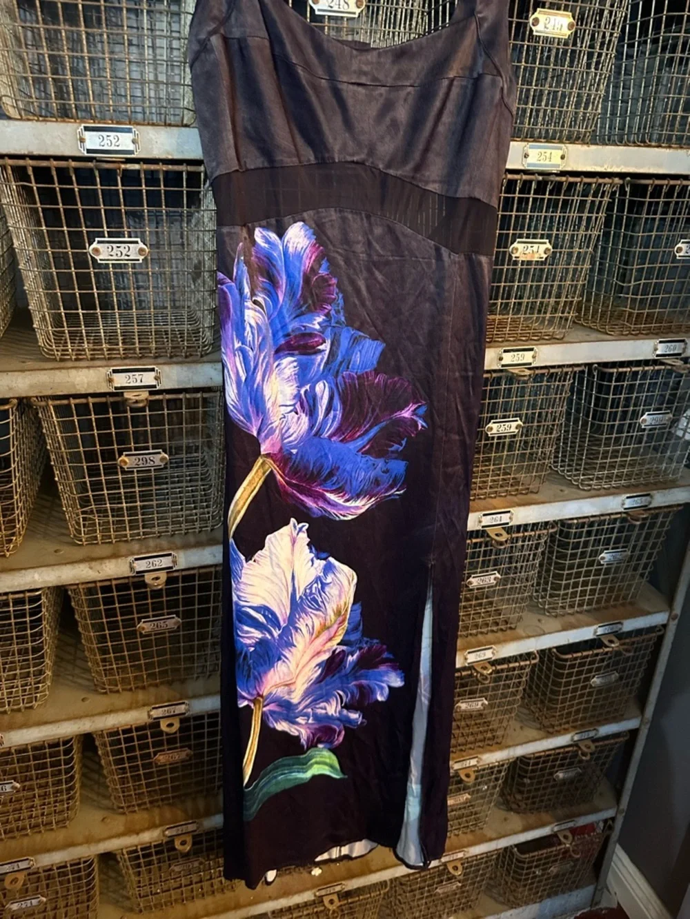 Anthropologie Black Sleeveless Floral Slim Maxi Dress Size 8P 38431